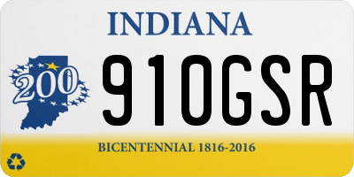 IN license plate 910GSR