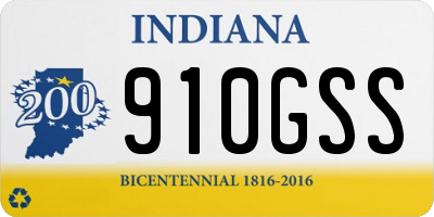 IN license plate 910GSS