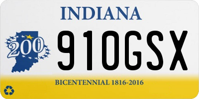 IN license plate 910GSX