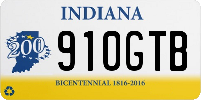 IN license plate 910GTB