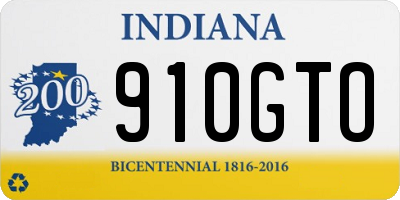 IN license plate 910GTO