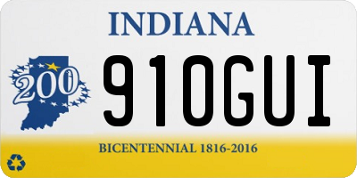 IN license plate 910GUI