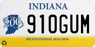 IN license plate 910GUM