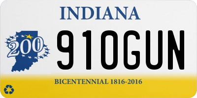 IN license plate 910GUN