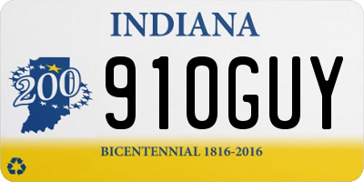 IN license plate 910GUY