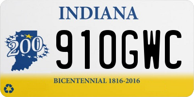 IN license plate 910GWC