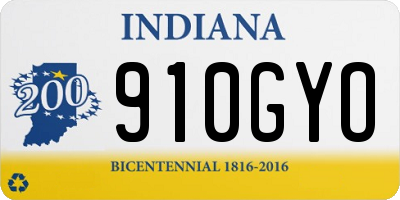 IN license plate 910GYO