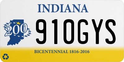 IN license plate 910GYS