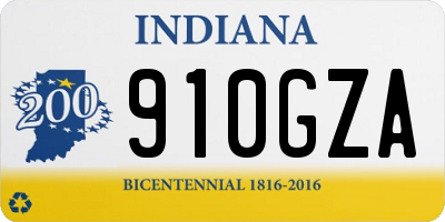 IN license plate 910GZA