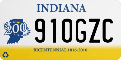 IN license plate 910GZC