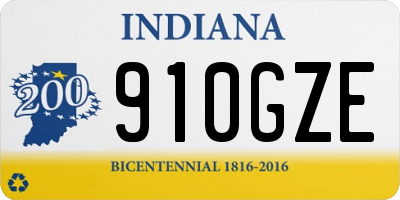 IN license plate 910GZE