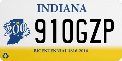 IN license plate 910GZP