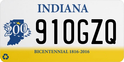IN license plate 910GZQ