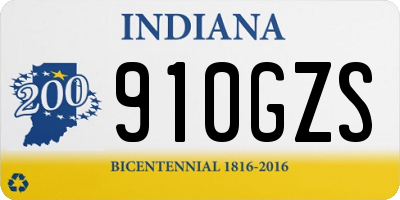 IN license plate 910GZS