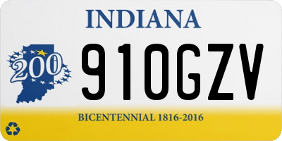 IN license plate 910GZV
