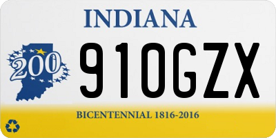 IN license plate 910GZX