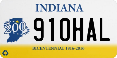IN license plate 910HAL