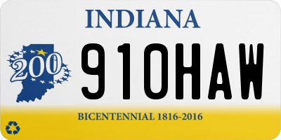 IN license plate 910HAW