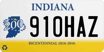 IN license plate 910HAZ