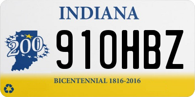 IN license plate 910HBZ