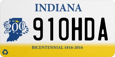 IN license plate 910HDA