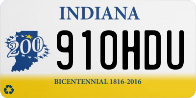 IN license plate 910HDU
