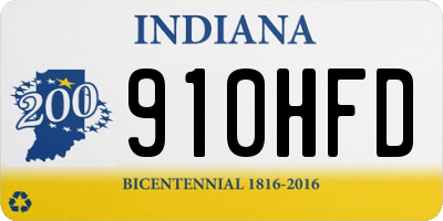 IN license plate 910HFD