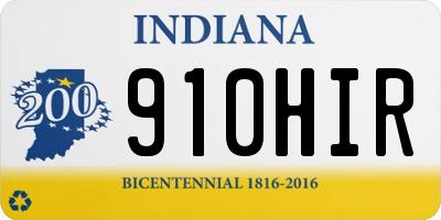IN license plate 910HIR