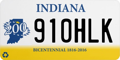 IN license plate 910HLK