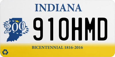 IN license plate 910HMD