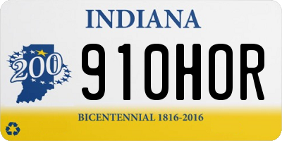 IN license plate 910HOR