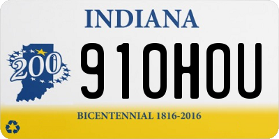IN license plate 910HOU