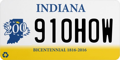 IN license plate 910HOW