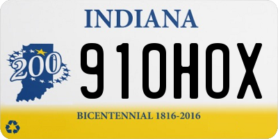 IN license plate 910HOX
