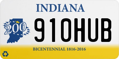 IN license plate 910HUB