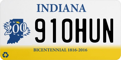 IN license plate 910HUN