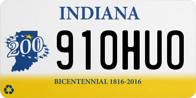 IN license plate 910HUO