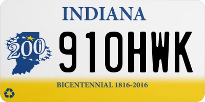 IN license plate 910HWK