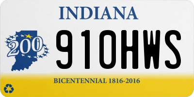 IN license plate 910HWS