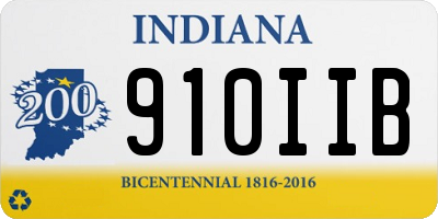 IN license plate 910IIB