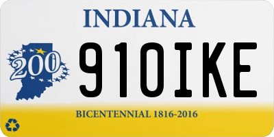 IN license plate 910IKE
