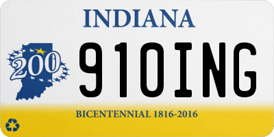 IN license plate 910ING