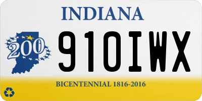 IN license plate 910IWX