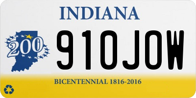 IN license plate 910JOW