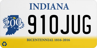 IN license plate 910JUG