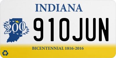 IN license plate 910JUN