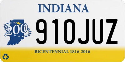IN license plate 910JUZ