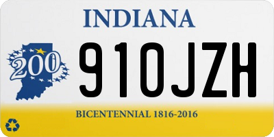 IN license plate 910JZH