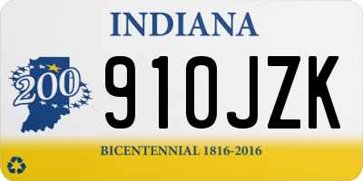 IN license plate 910JZK