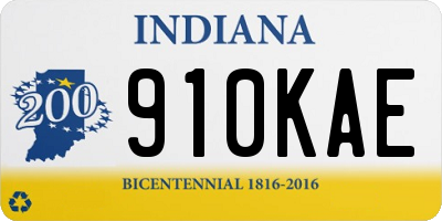 IN license plate 910KAE